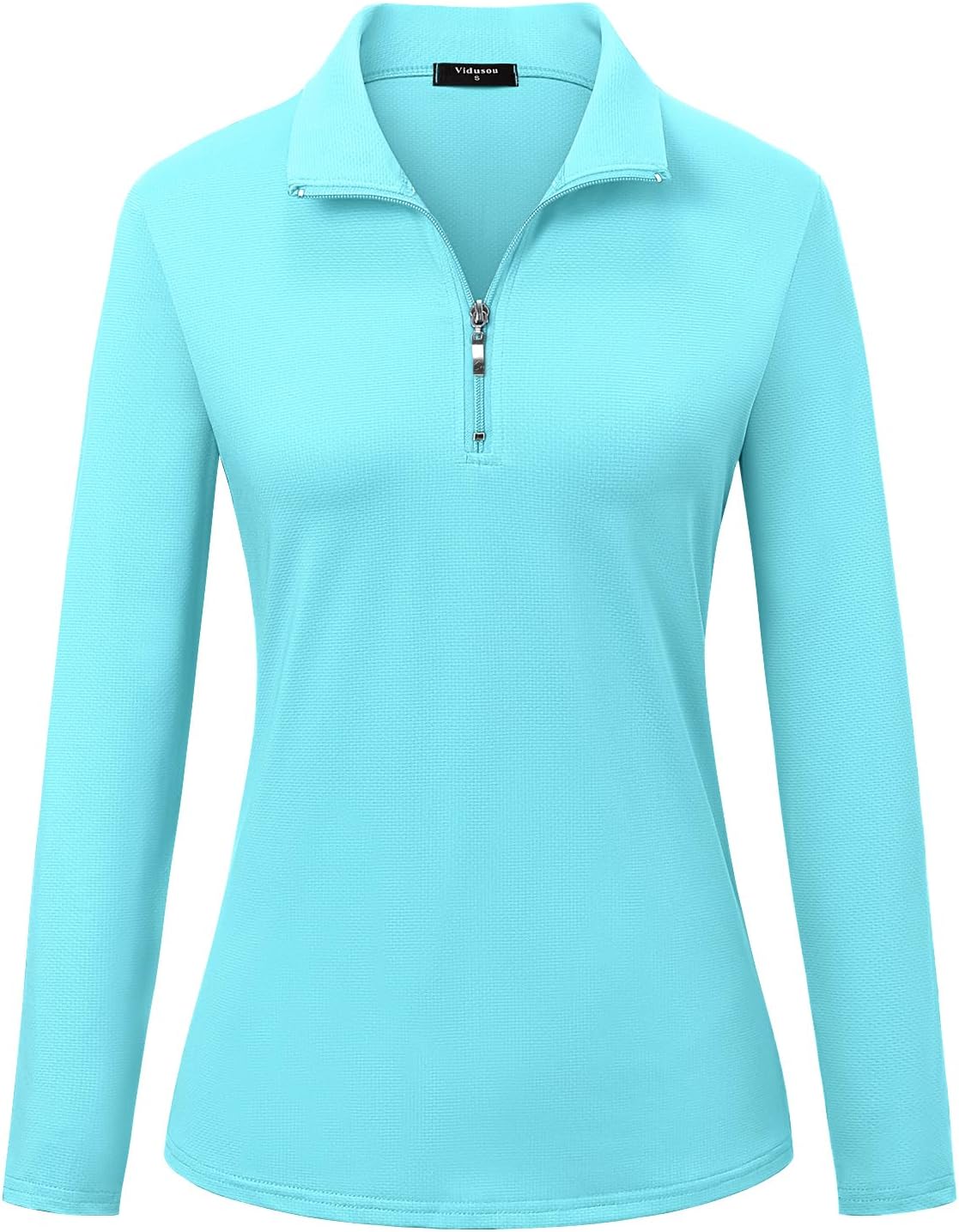 Womens Golf Shirts Long Sleeve Workout Tops Zip Up Tennis Polo Shirts - Image 3