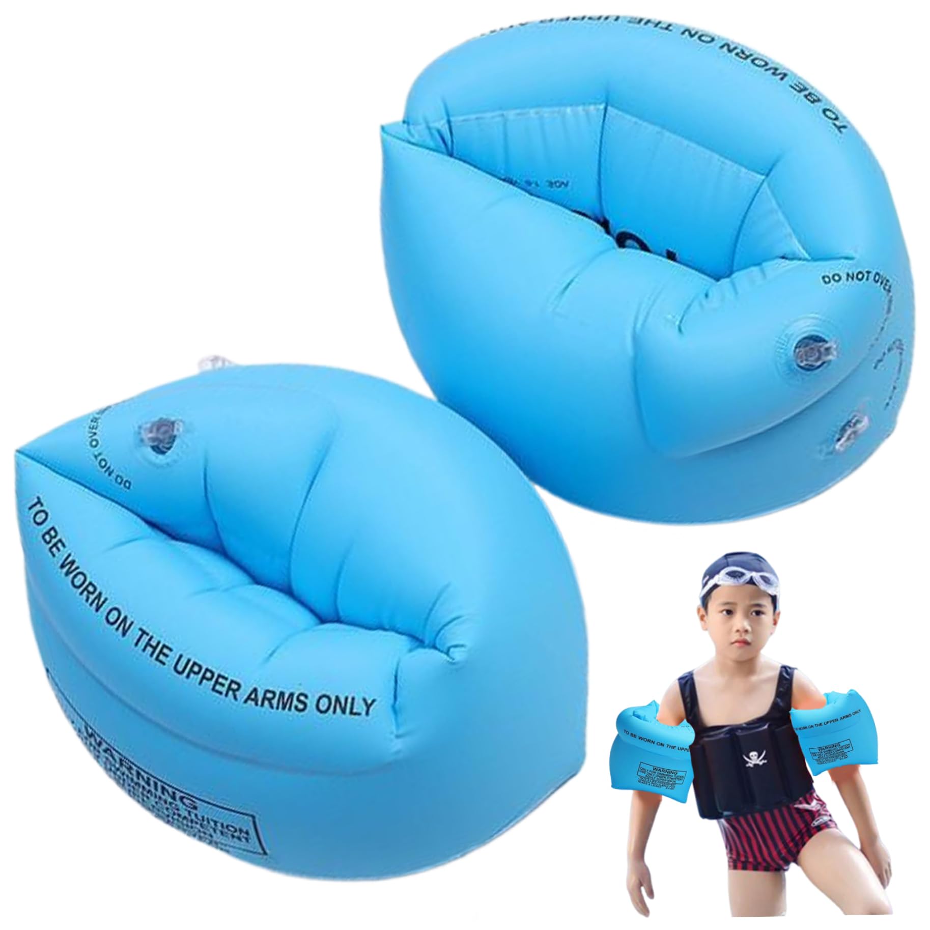 Arm Floaties, 1 Pair Inflatable Arm Floaties for Adults and Kids, Thick Pvc Swim Arm Floaties with Air Valve, Portable Pool Floaties Arm,Arm Floaties for Adults