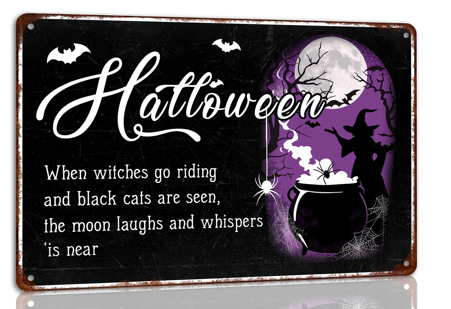 SMAZDFXX Halloween Metal Tin Sign Halloween Decoration Bar Home Kitchen Farmhouse Vintage Wall Decor Retro Poster 5.5"x8"