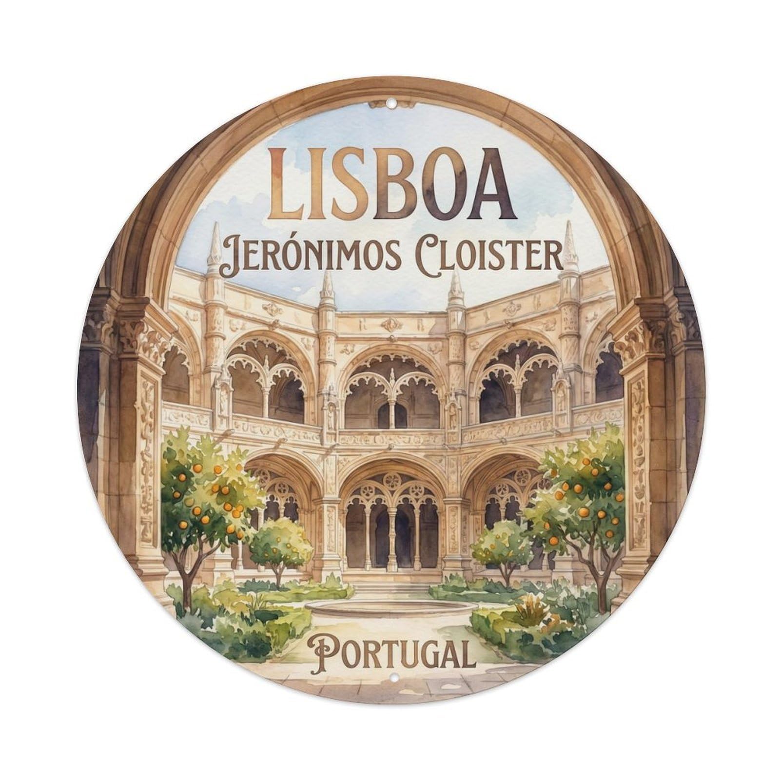 Olhnbad Style Portugal Lisboa Belem Landmark Travel Monastery Metal Tin Sign