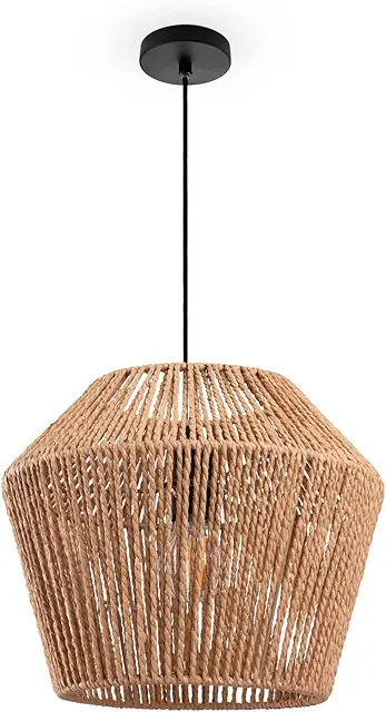 Bambus Pendelleuchte Rattan E27 Hängeleuchte Papier Boho Wohnzimmerlampe