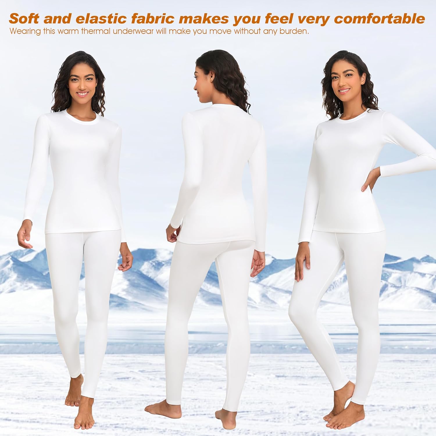 Thermal Underwear Women Long Johns Set Fleece Lined Warm Base Layer Long Sleeve for Weather Top Bottom Pajama - Image 2
