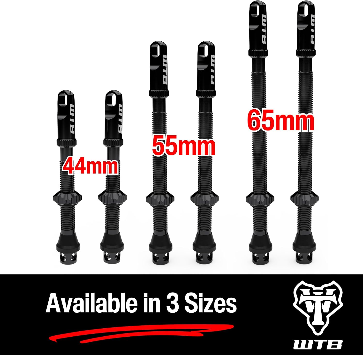 WTB Max-Flow Tubeless Bicycle Valves (2-Pack) 55mm Alloy Presta Valve - More Airflow - Insert Compatible