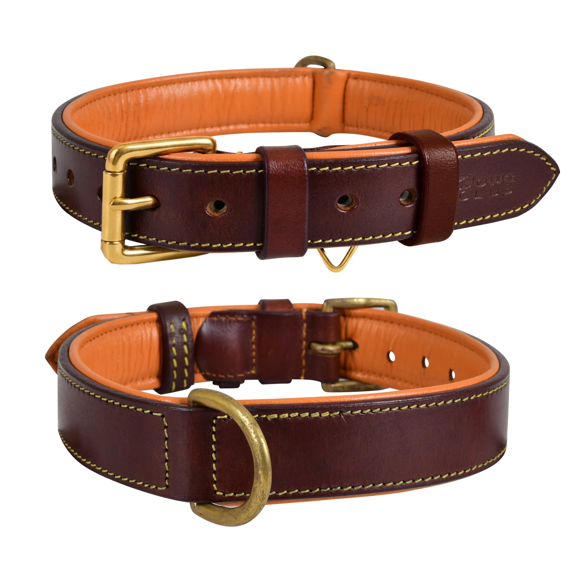 Collar de Cuero Genuino para Perro | Grano Completo, Resistente, cómodo, Fuerte, Ideal para Cachorros, Razas pequeñas, Medianas y Grandes | (XL (Talla de Cuello 22.5-25.5"), marrón)