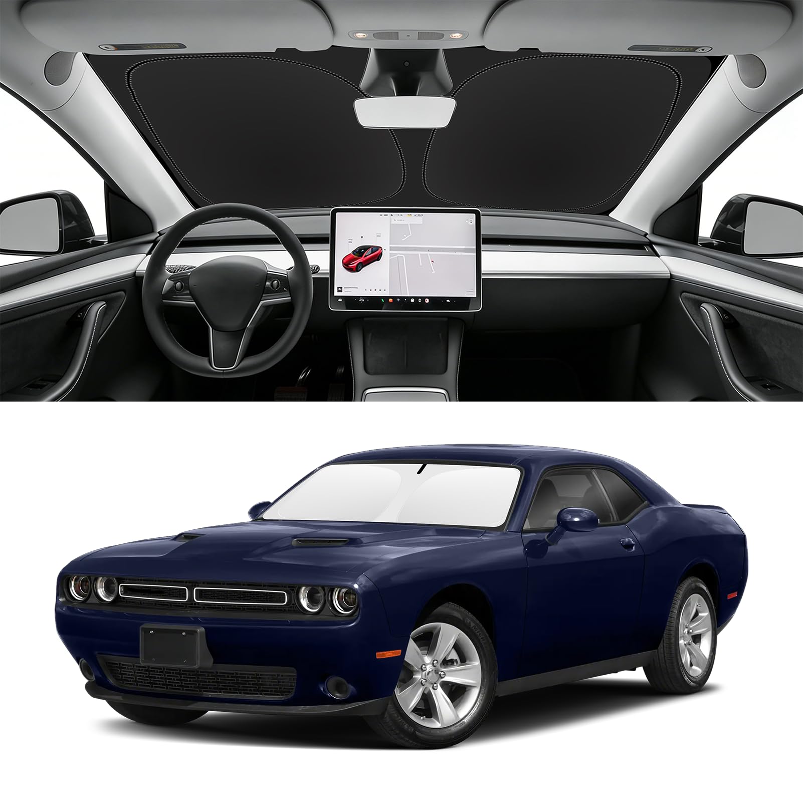 Custom Fit Windshield Sun Shade for Dodge Challenger 2008-2023