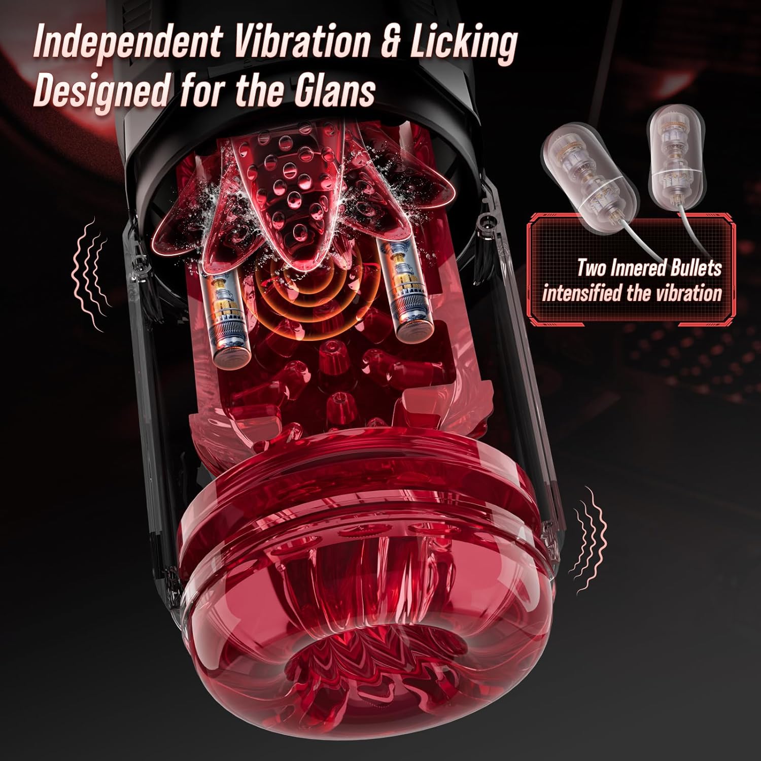 EINSEO Male Sex Toys for Men - AI Sync Male Masturbator Stroker Adult Toys with 7 Thrusting Rotating 7 Licking & Vibrating Modes, Hands-Free Sex Machine Pocket Pussy with One-Click Burst Bath Item Deep Black Red