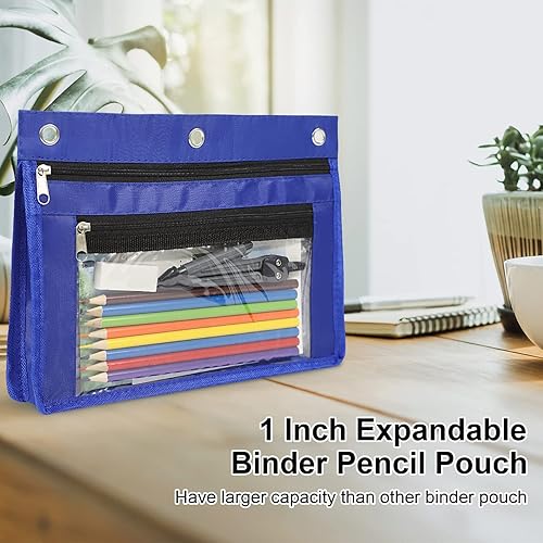 Miniatura 7 de YoeeJob Paquete de 6 bolsas expandibles con cremallera de 1 pulgada con ventana transparente para carpeta de 3 anillas, adecuadas para la escuela y