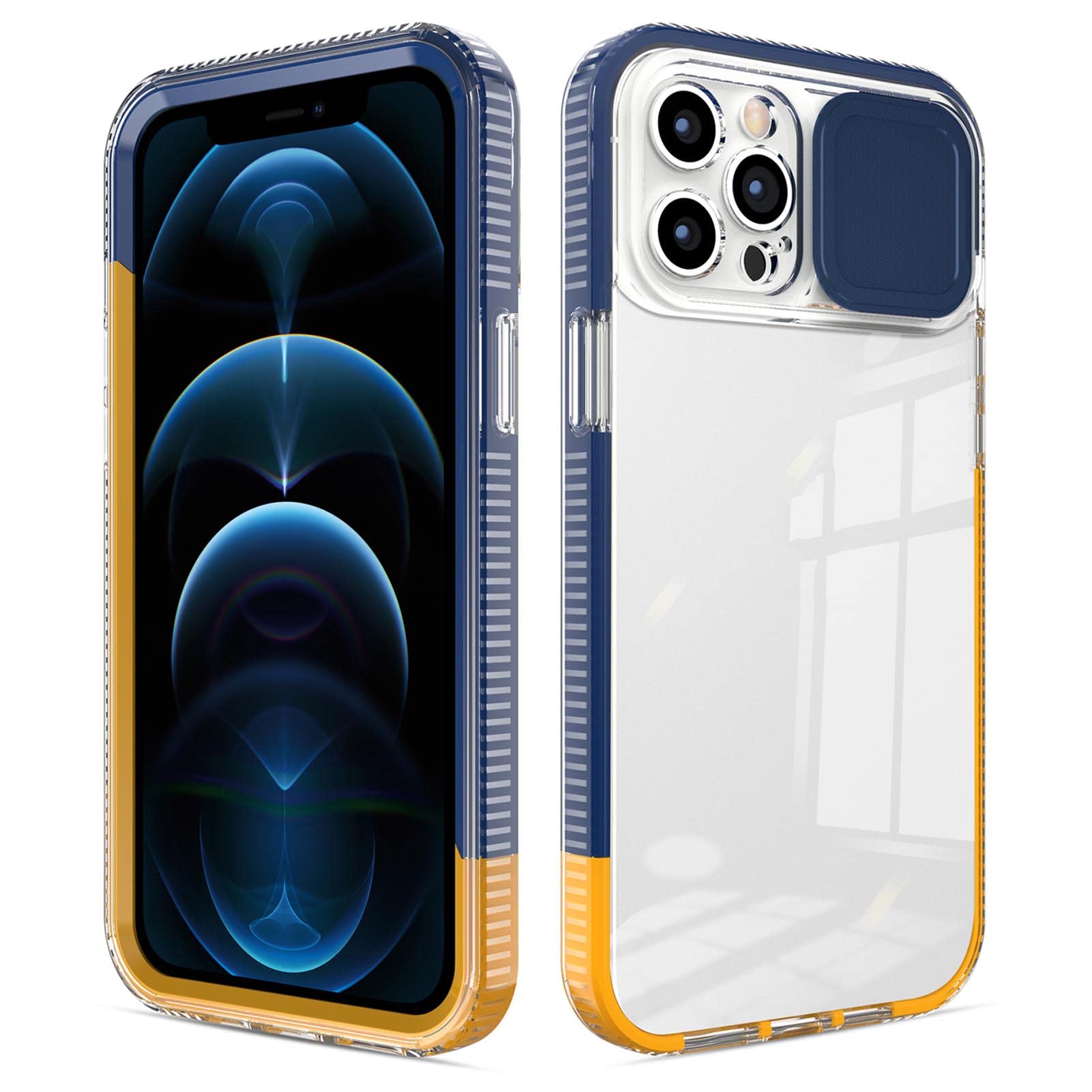 Riyueyi Cover per iPhone 13 Pro/13 PRO Max ​Custodia Scorrevole Protezione Fotocamera Ultra Sottile Leggero Hard PC Back Cover Protettiva Case [Antiscivolo AntiGraffio],Blu,for 13 PRO