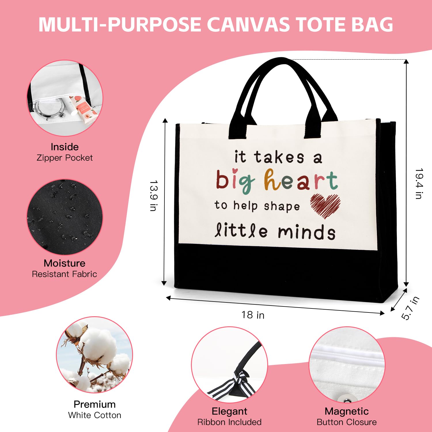 UAREHIBY Teacher Gifts for Women, Teacher Appreciation Gifts with Tote Bag, Back To School Teachers Gift, Thank You Teachers Gift with Beach Bag, Teacher's Birthday Bag