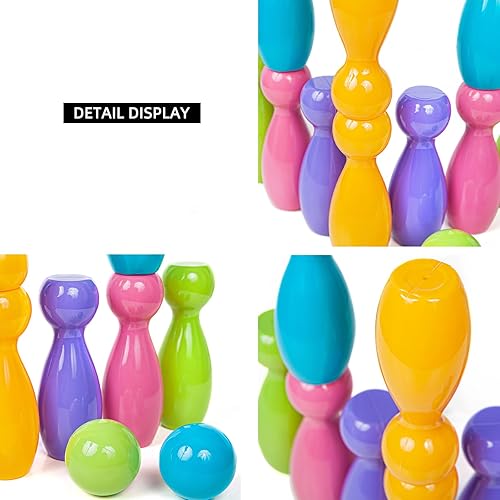 Miniatura 5 de Nuevo juego de bolos para niños, regalo de cumpleaños de Navidad, embalaje de caja de color, diseño de tapa plana de botella, juego de bolos para