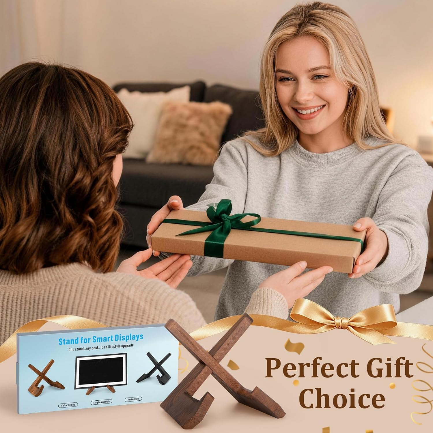 ANBOXIT Solid Wood Stand Stand for Echo Show 15/21, Rustic Display Holder