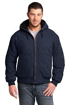 トップス WASHED CANVAS HOODED JACKET NAVY L Cornerstone Mens Washed Duck Cloth Insulated Hooded Work