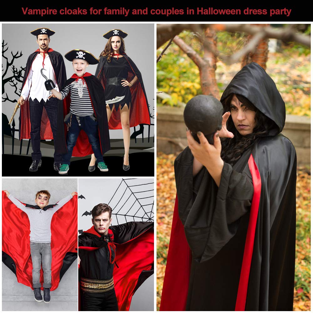 Cape Vampire Réversible Rouge Et Noire - Taille Unique Enfant/adulte - Pour Halloween Ou Carnaval