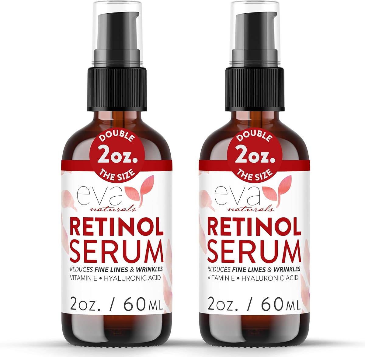 Retinol Serum, Hyaluronic Acid & Fine Lines, 2 oz, 2-Pack | Lightweight texture, uneven tone, night use, smoother skin, radiant-looking skin