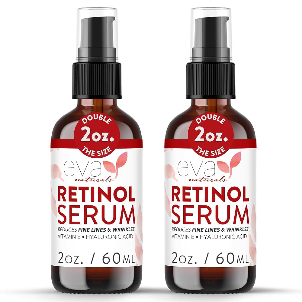Eva Naturals Retinol Serum, Hyaluronic Acid & Fine Lines, 2 oz, 2-Pack