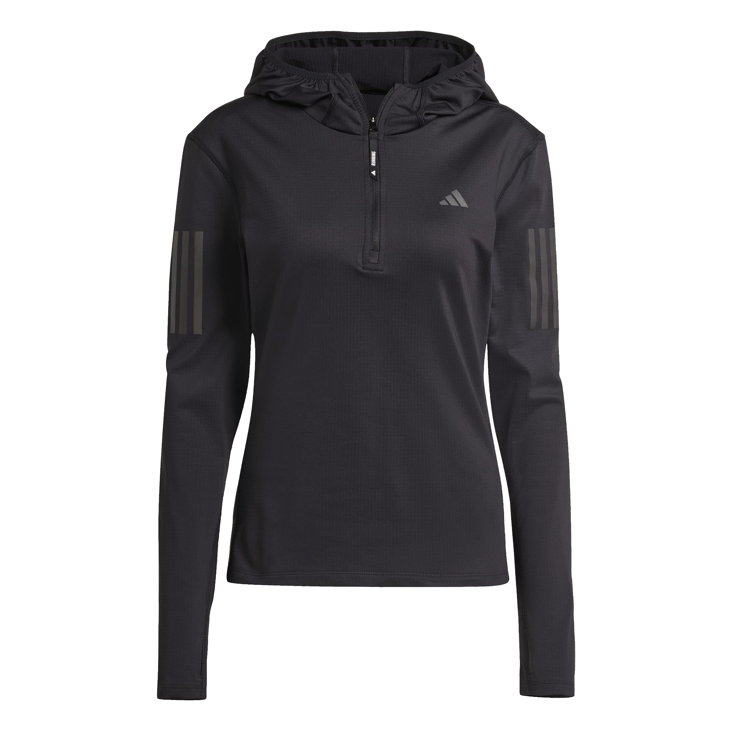 adidas Women's Own the Run Winterized Hooded Half-Zip, Black, XXS