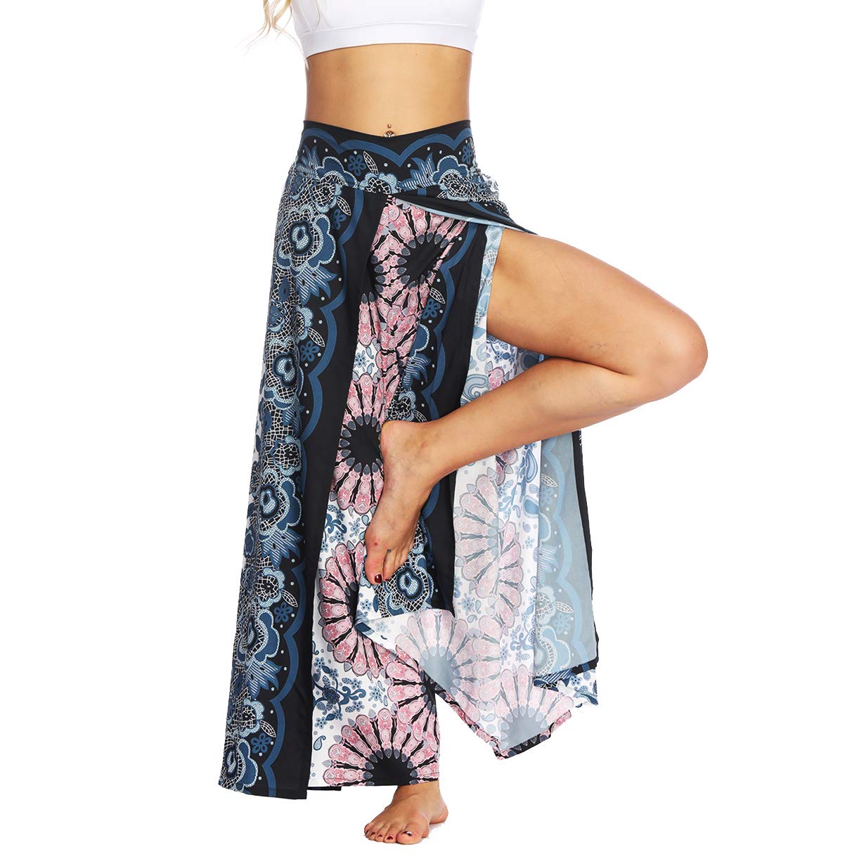 Fancy Uyee Womens Slit Wide Leg Pants Causal Hippie Bohemian Summer Beach Boho Yoga Pants