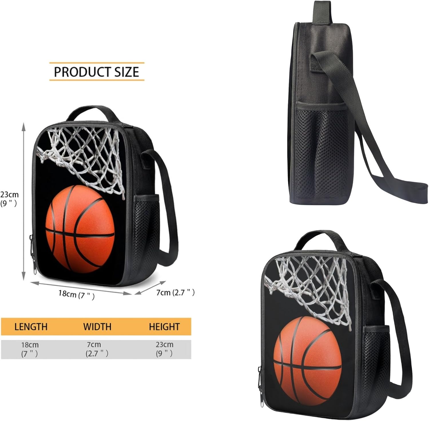 HUGS IDEA 3 Pcs School Bag Set with Thermal Insulated Lunch Tote Purse Pencil Case