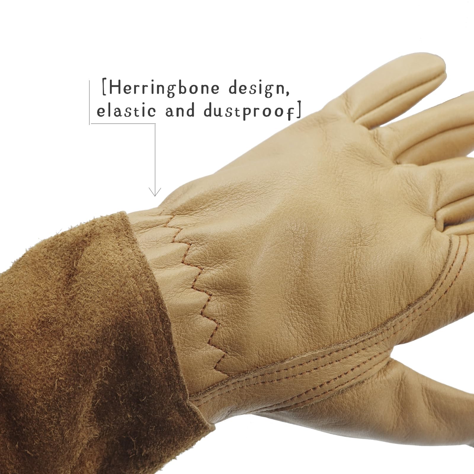 Freichaza Gartenhandschuhe aus Leder, lange Unterarmschutzhandschuhe für Damen/Herren, wasserdicht, weich, atmungsaktiv, Dornen- und schnittfest, Braun
