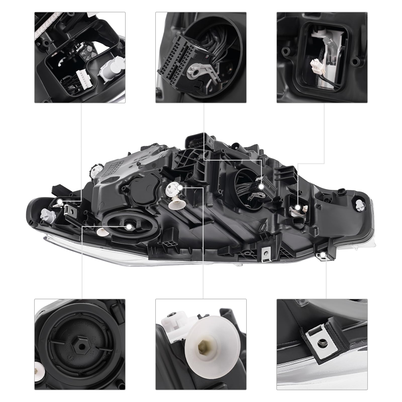 Gruppo fari a LED per BMW Serie 3 F30 F31 2016-2019 Senza AFS, fari Anteriori Lato conducente Sinistro e Lato passeggero Destro con luci diurne a LED e lampadine (Coppia)
