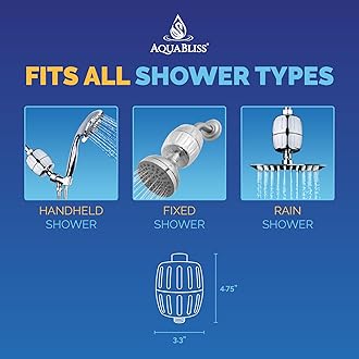 AquaBliss HD HEAVY DUTY High Output Shower Filter – Latest Superior Advanced 30x Filter Media - Universal Multi-Stage Shower Head Filter for Chemicals, Chlorine, Pesticides (SF500) - Chrome