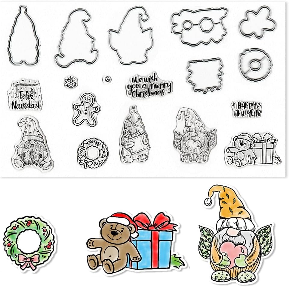 Christmas Gnomes Clear Stamps and Dies for Card Making