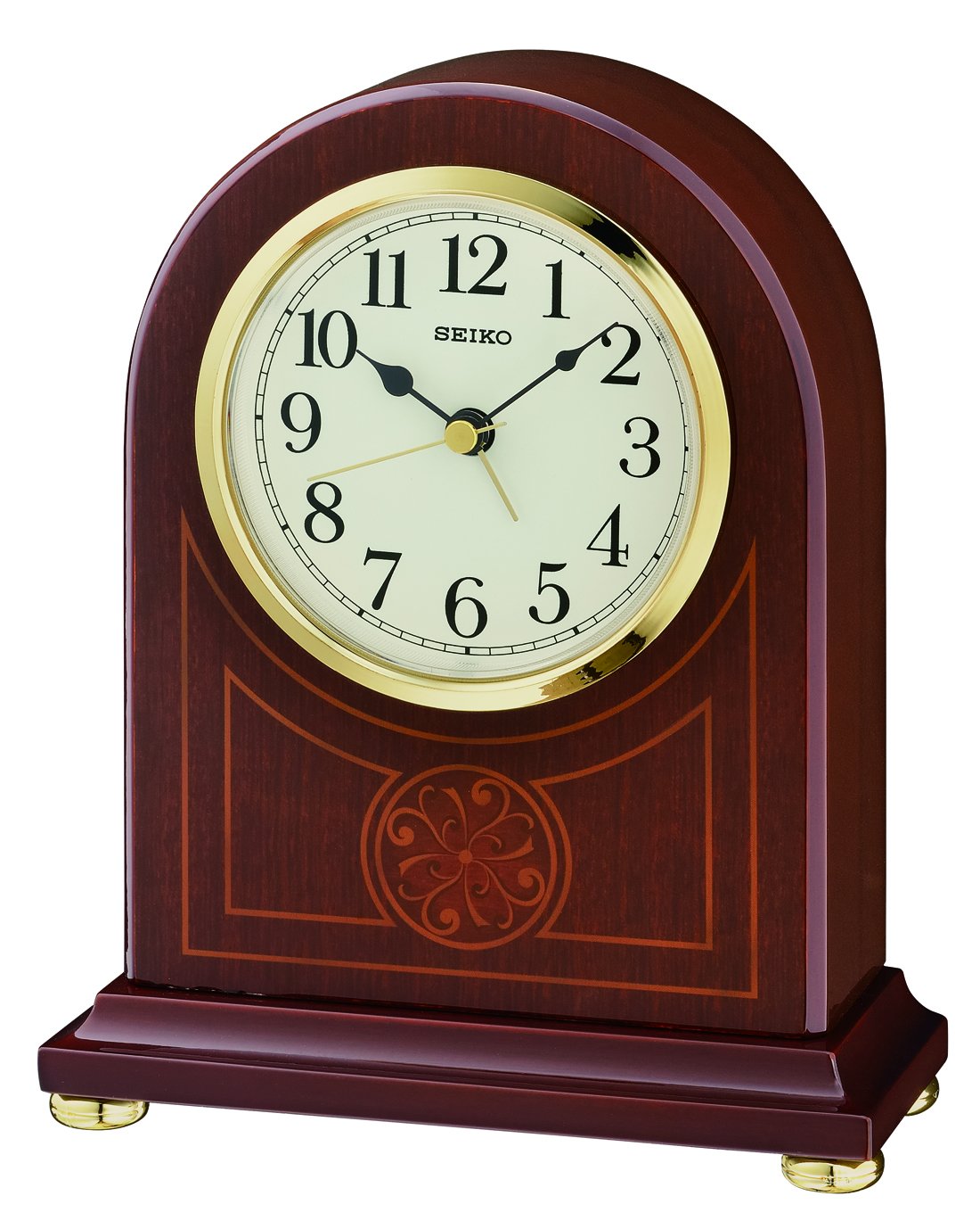 Seiko Classic Vertical Brown Wooden Analog Home/Office Decor English Numbers Alarm Desk/Table Top Clock (Size: 14 x 5.8 x 17.8 CM | Weight: 550 gram | Color: Brown) QXE057B