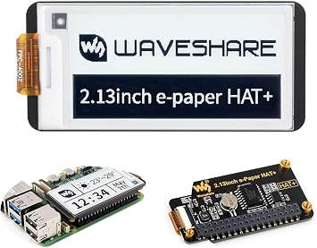 2.13inch E-Paper HAT+ for Raspberry Pi 5/ 4B/3B+/3B/2B/A+/Zero W/WH/Zero 2 W/Jetson Nano, E-Ink Display HAT+ Standard 250x122 Pixel SPI Interface with Pwnagotchi Tutorial Support Partial Refresh