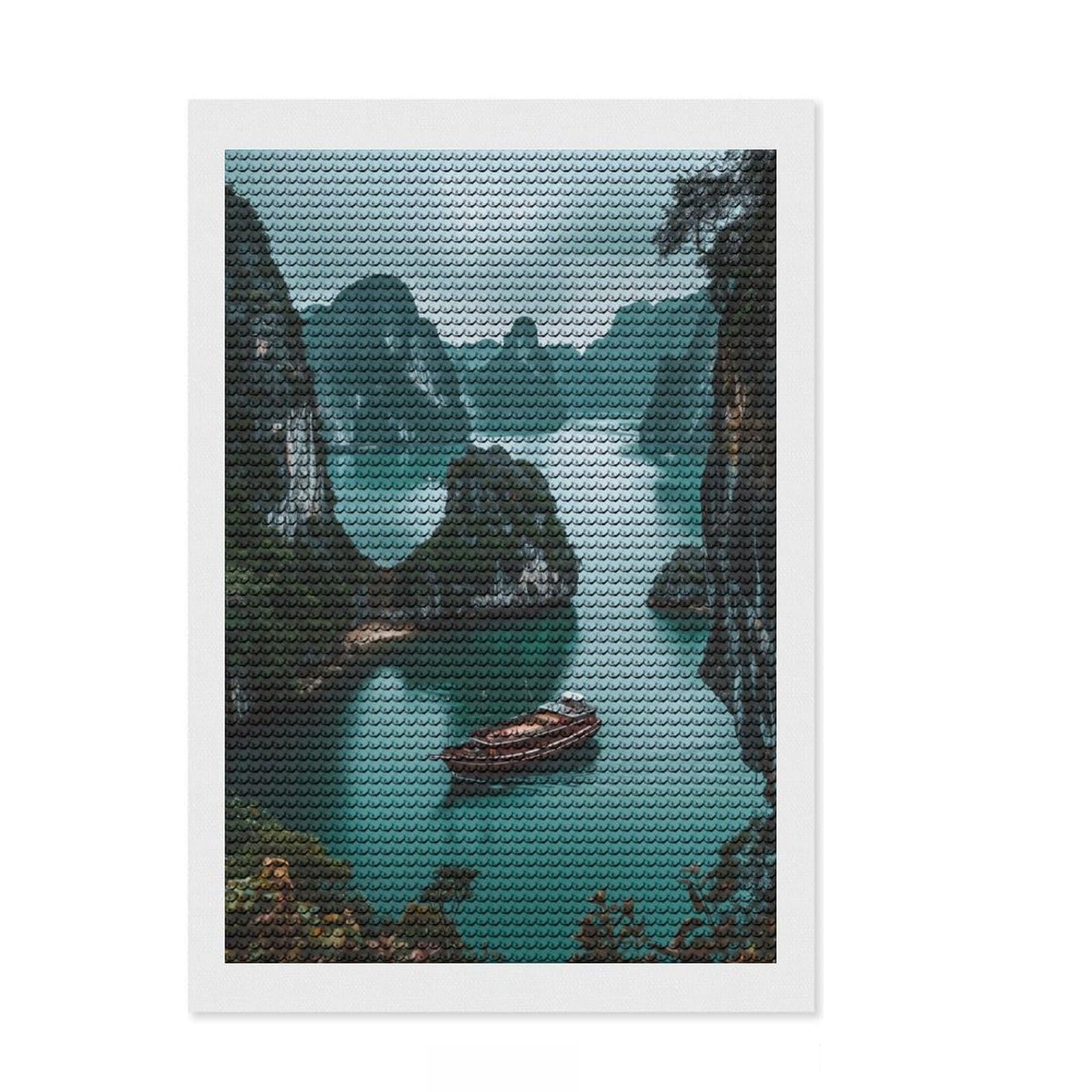 Junmoney Serenity at Ha Long Bay Diamond Art Kit 8"x12", for Family Craft Time, Easy to Follow Symbols, Thoughtful Handmade Gift, Living Room Decor