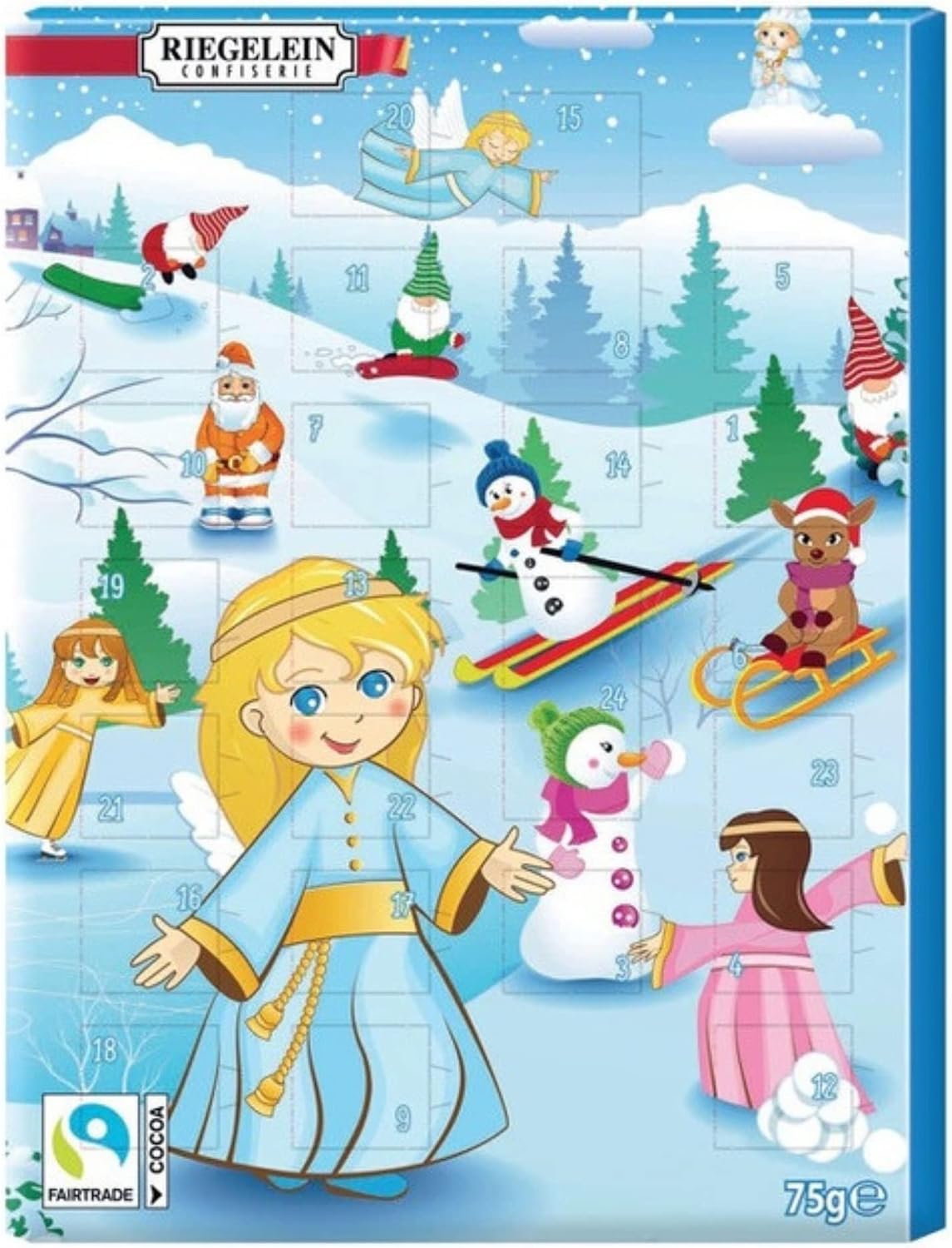 Needzo Riegelein Chocolate Advent Calendars Countdown to Christmas 2024 Calendar Tracker for Boys or Girls, Fun Holiday Activity, Pack of 2
