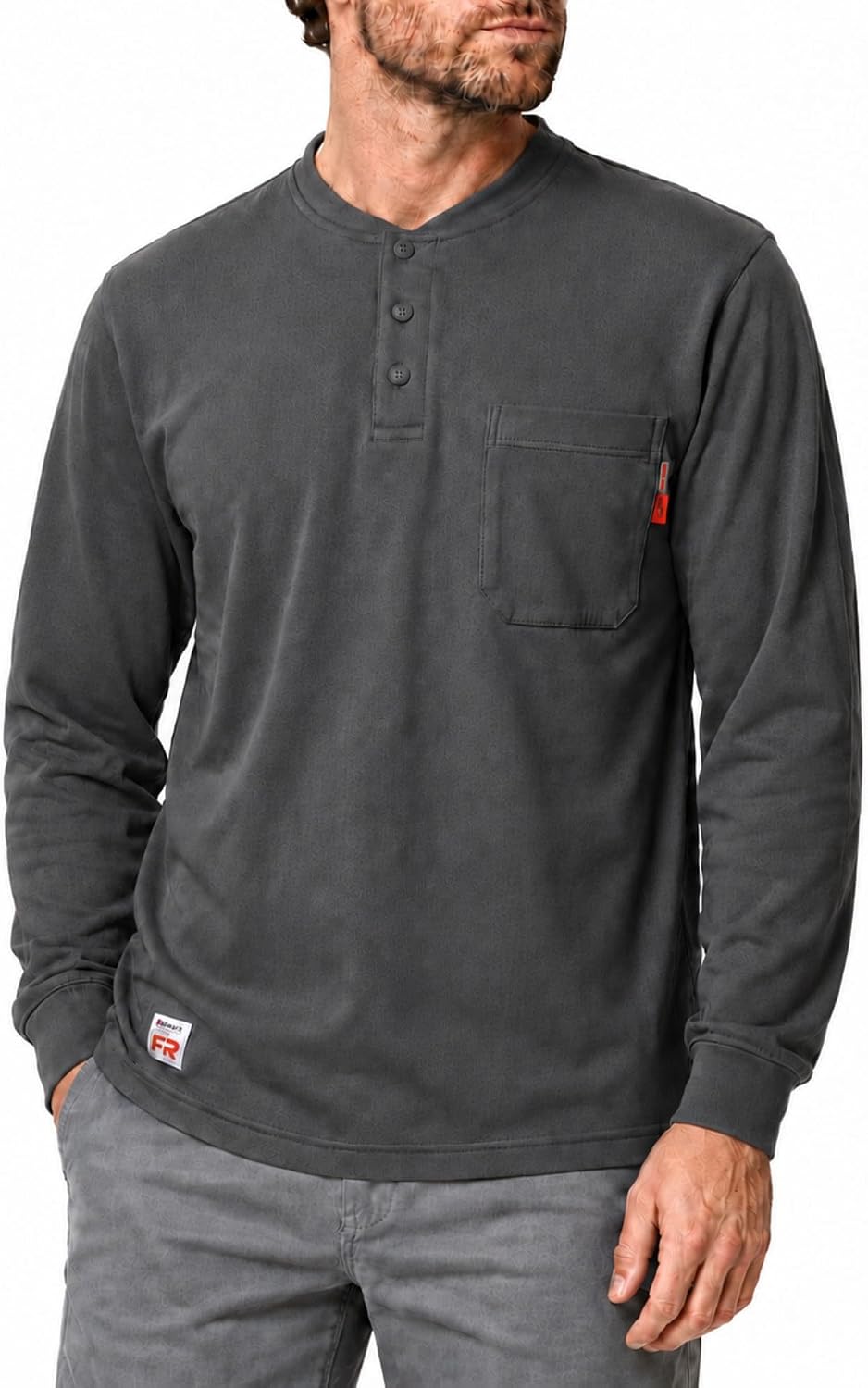 GloWave Men's FR Shirts, 6oz Long Sleeve Flame Resistant Henley Shirts