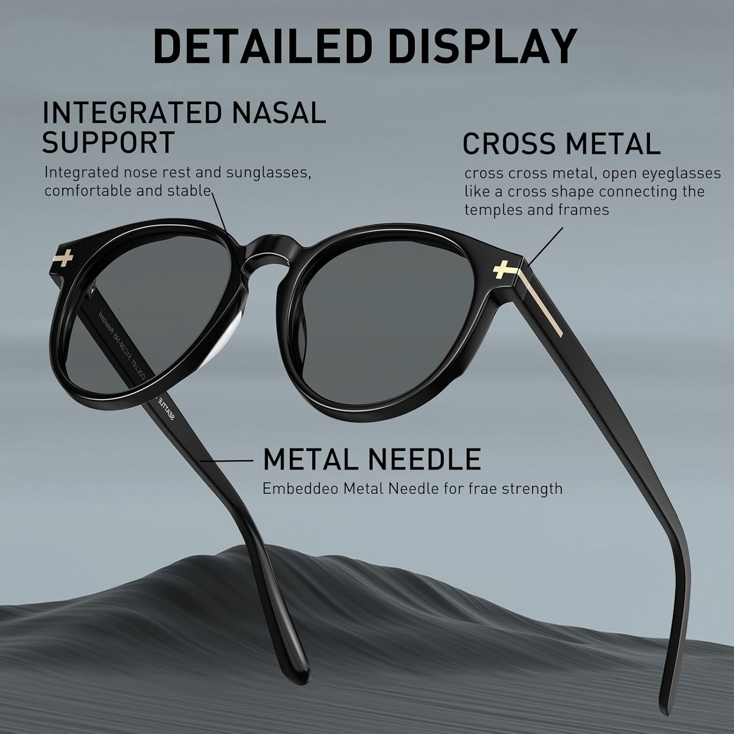 AVAWAY Polarized Sunglasses for Men Round UV Protection, Retro Hand-crafted Frame Gold Filigree Sunnies - Image 4