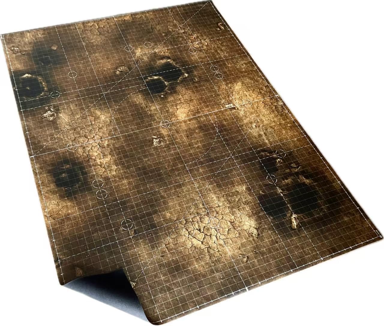 44'' x 60'' Battle Mat Gridded War-Gaming Mat for WH40K Pariah Nexus Deployment Zone - Made of Synthetic Leather, Wasteland Patterned, Boxed Package
