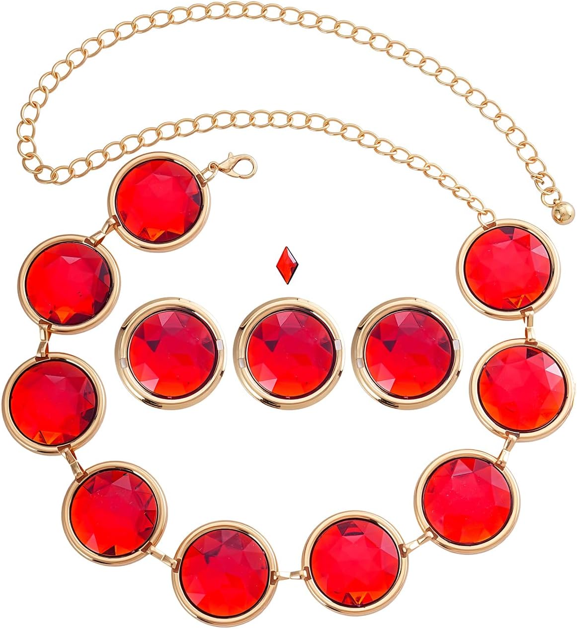 5Pcs Halloween Cosplay Waist Belt for Women, Acrylic Gems Rhinestone Belts with Adjustable Chain