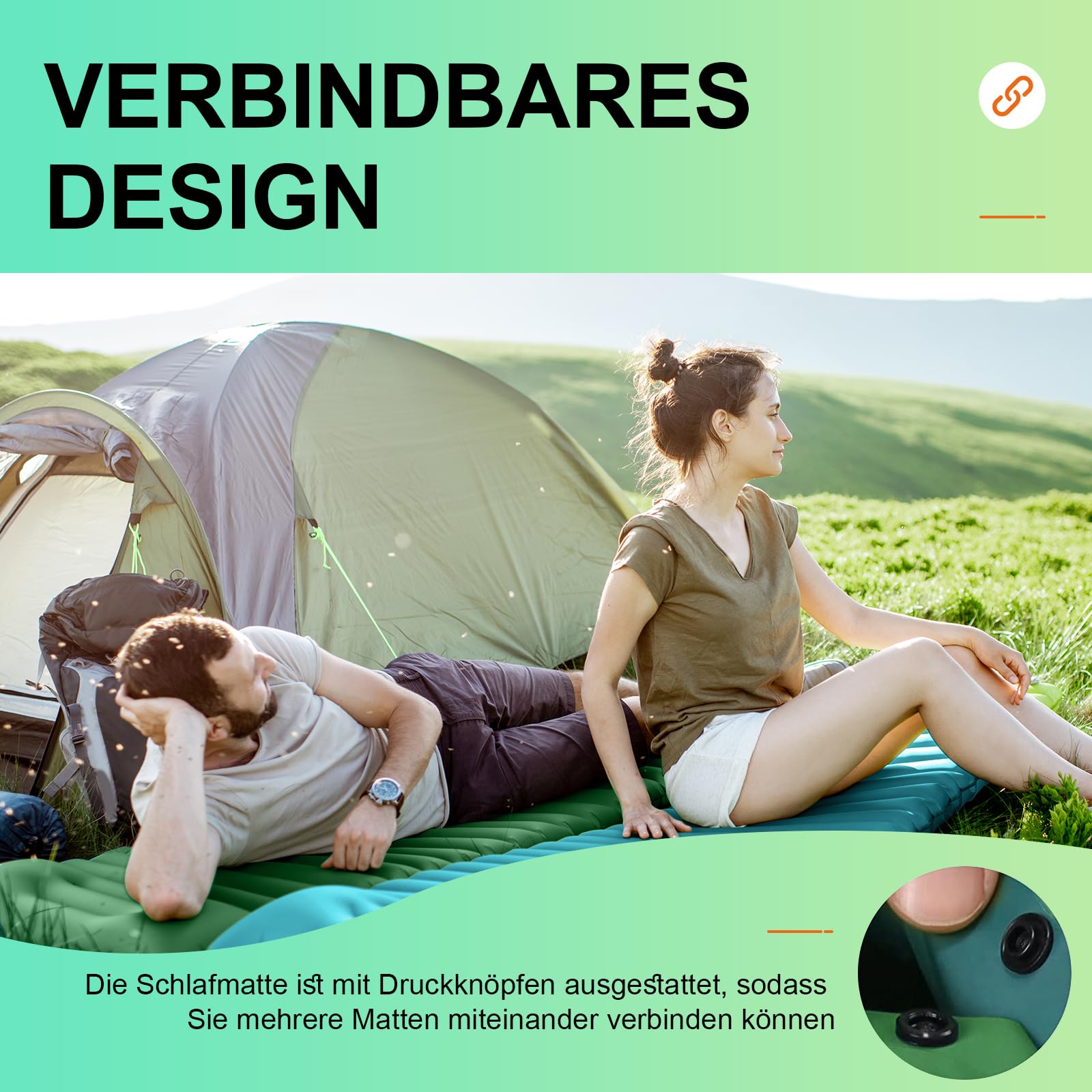 Materac Kempingowy | Wbudowana pompka nożna, szybkie pompowanie, lekki i przenośny, na podróż, camping, trekking