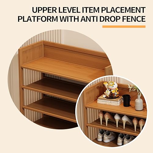 Miniatura 6 de Zapatero de bambú, organizador de almacenamiento de 5 niveles, 15-20 pares de zapateros independientes y organizadores de zapatos para entrada,