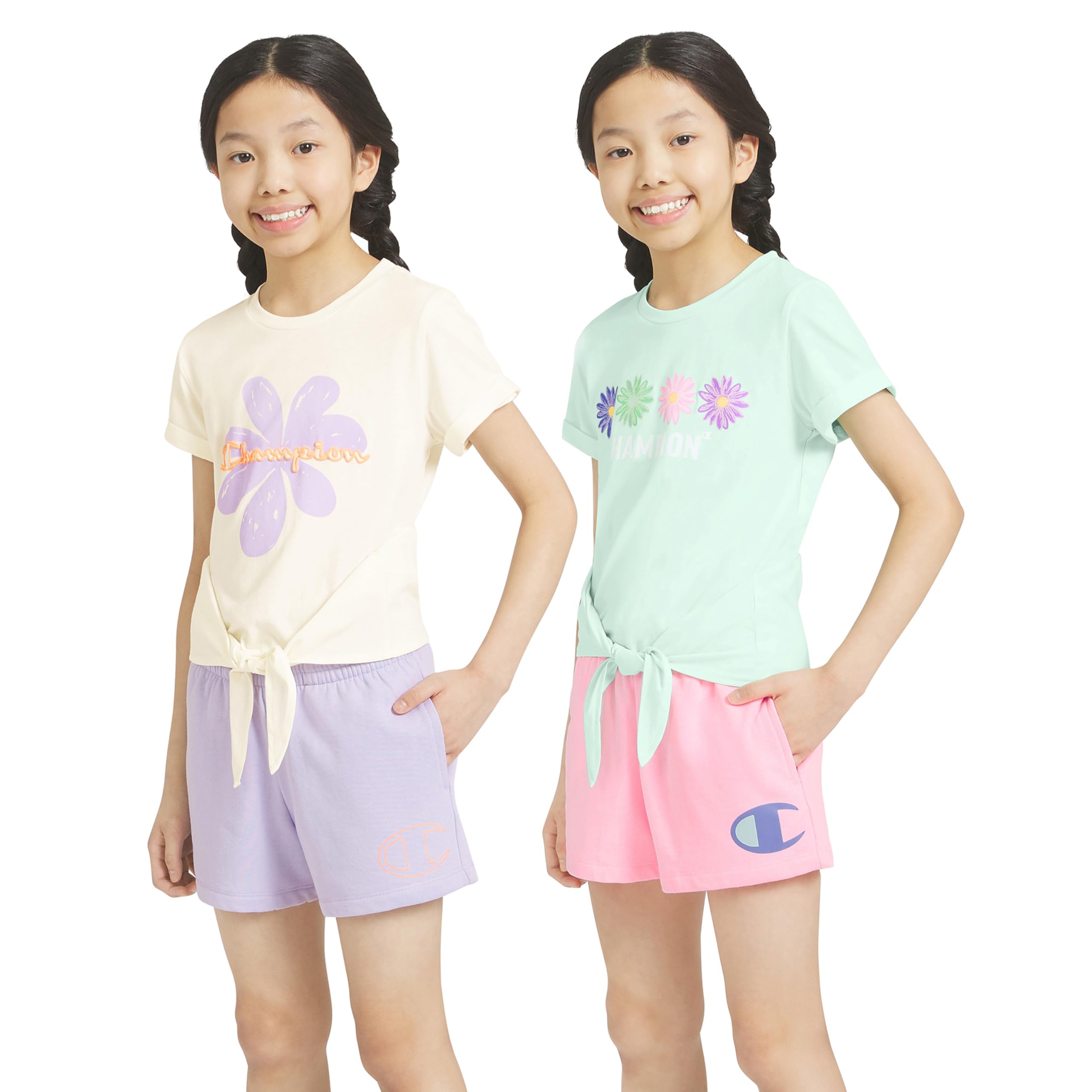 Champion Mädchen-Shorts-Set, 2-teilig, kurzes Set für Mädchen, aktive Kleidung