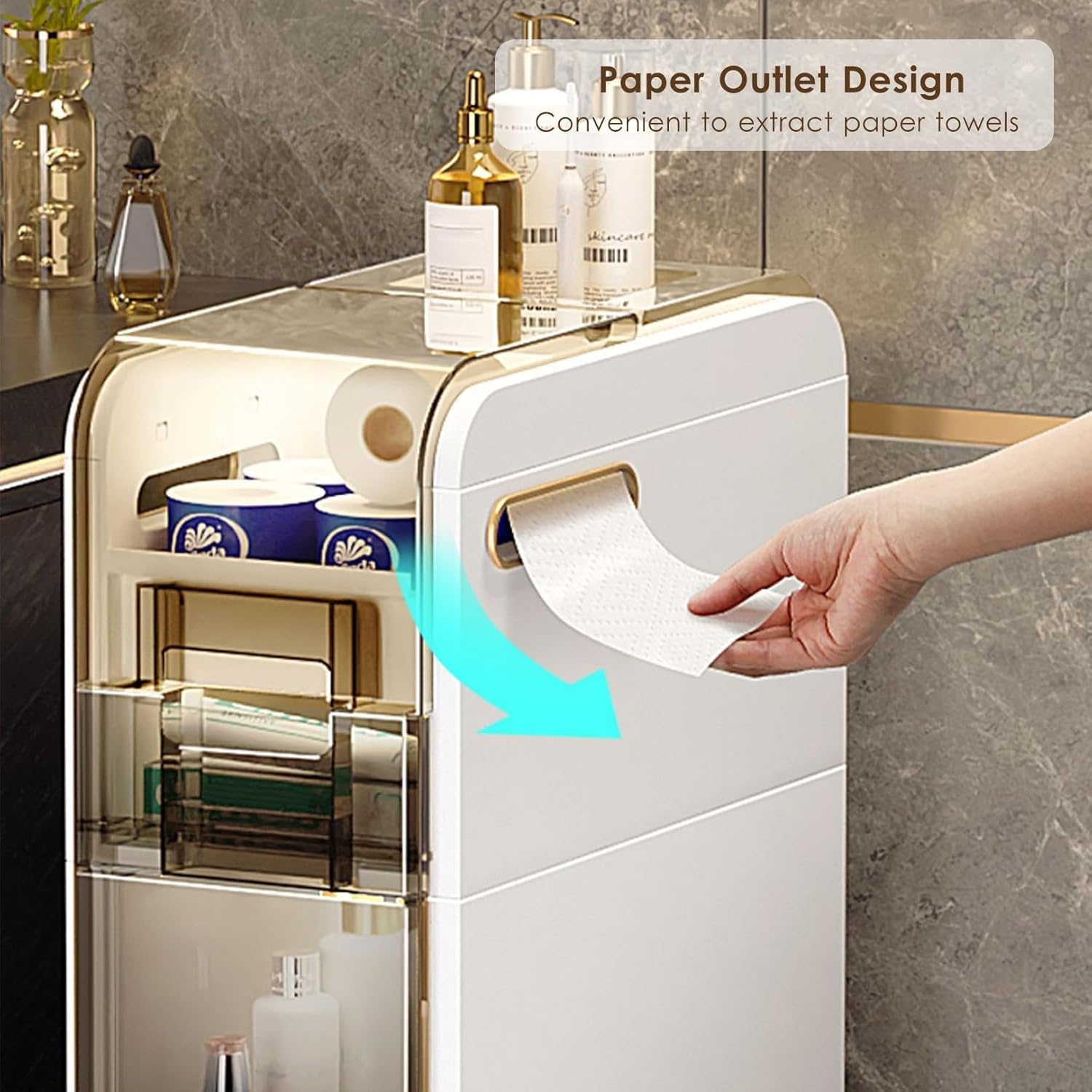 Armadietto portaoggetti stretto con cassetto multistrato e 4 ruote per una facile mobilità, 18 cm per WC e lavanderia (2 ripiani)