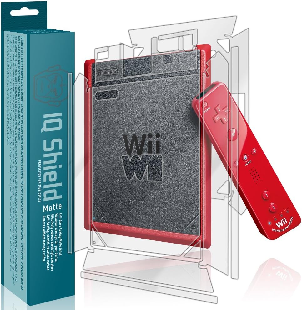 IQShield Matte Full Body Skin Compatible with Nintendo Wii Mini + Anti-Glare (Full Coverage) Screen Protector and Anti-Bubble TPU Film