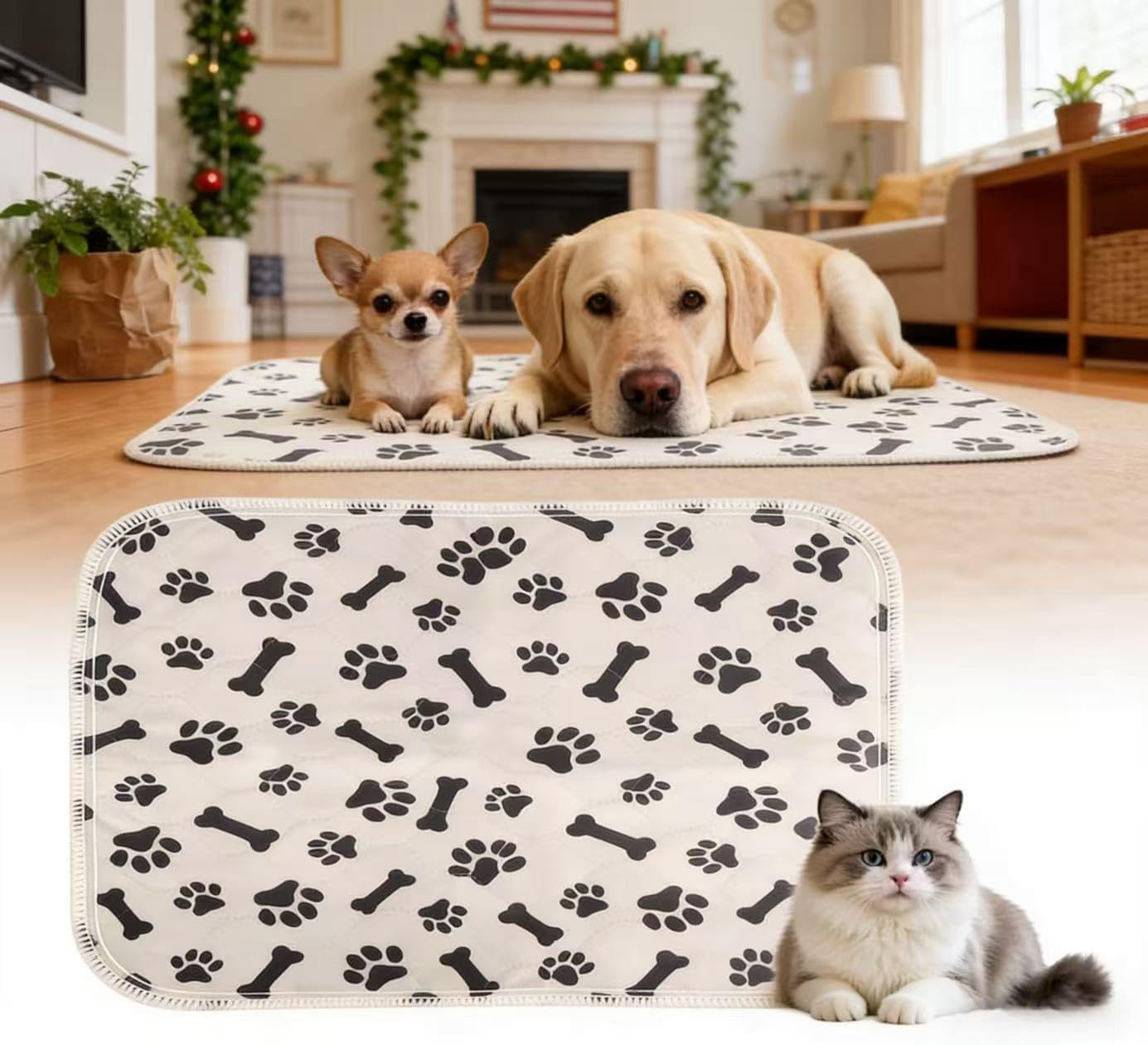 Washable Pee Pads for Dogs & Cats, Reusable Waterproof Super Absorbent Non-Slip Leak-Proof Pet Training Pads for Potty Training & Whelping (Brown, 48X48 Inch (Pack of 2))