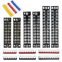 Vista 9 de 6 juegos de bloques de terminales, 6 piezas de 4/5/6 posiciones 600 V 15 A bloque de terminales de tornillo de doble fila + 6 tiras de barrera