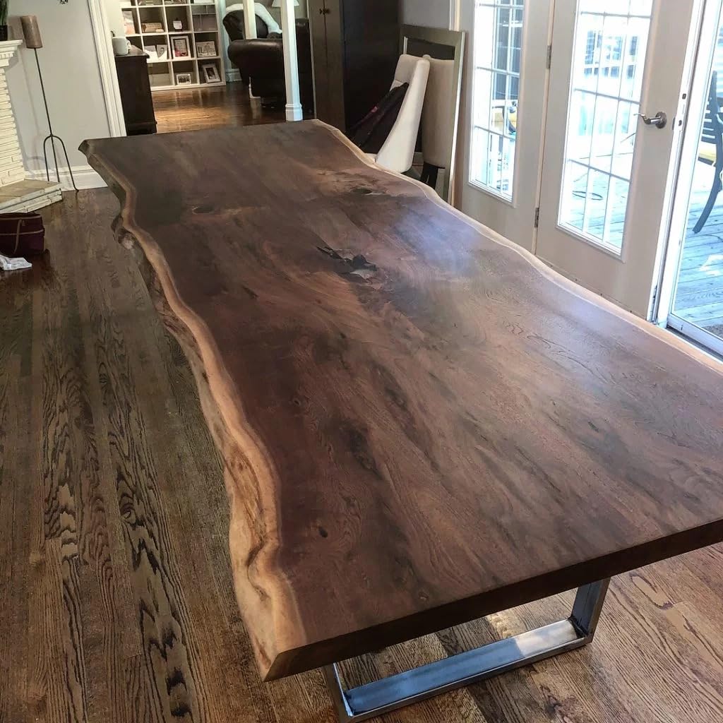 TUZECH Large Massive Live Edge Wooden Dining Table Coffee Table
