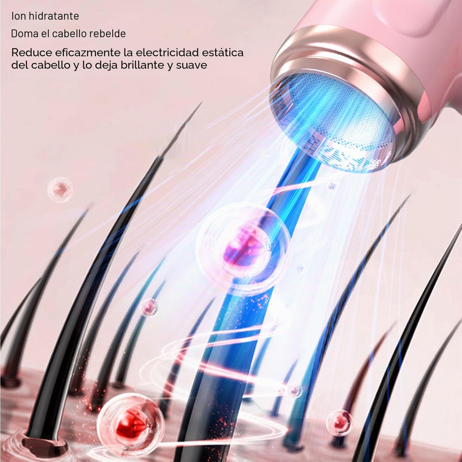 Secador de pelo inalámbrico de viaje de 200 W, secador de pelo portátil USB C recargable, con pantalla digital, 3 velocidades de viento y 3 temperaturas, motores de cepillo (rosa)
