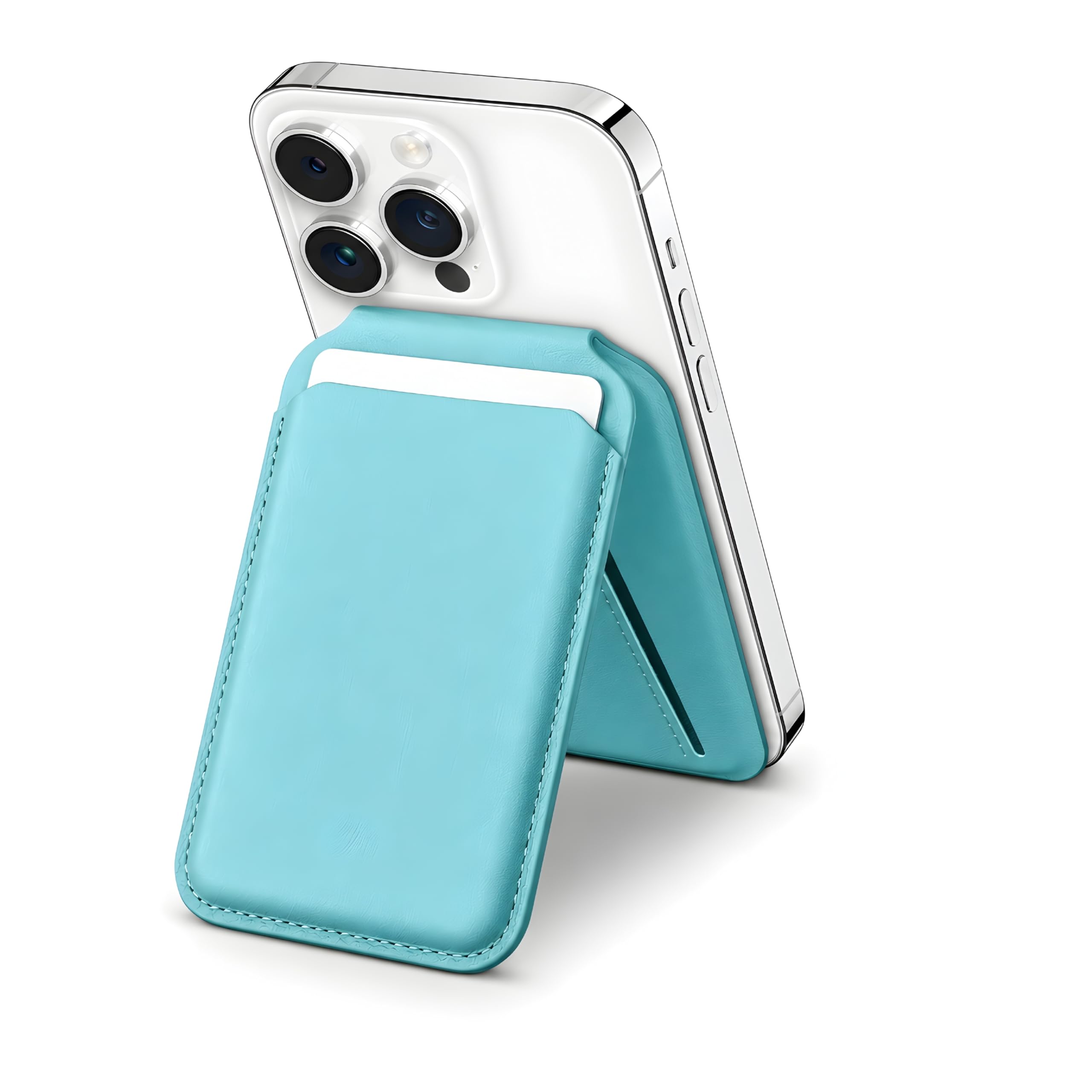 Magnetic Wallet Stand – MagSafe Compatible Card Holder with Fully Adjustable Phone Stand for iPhone & Samsung Galaxy, Heavy Duty Metal Kickstand, RFID Blocking Slim Leather Wallet (Blue)-image-30