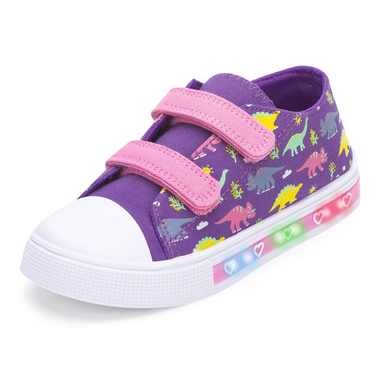 FUNCOO PLUS Kids Toddler Light Up Shoes Boys Girls Canvas Sneakers with Hook and Loops