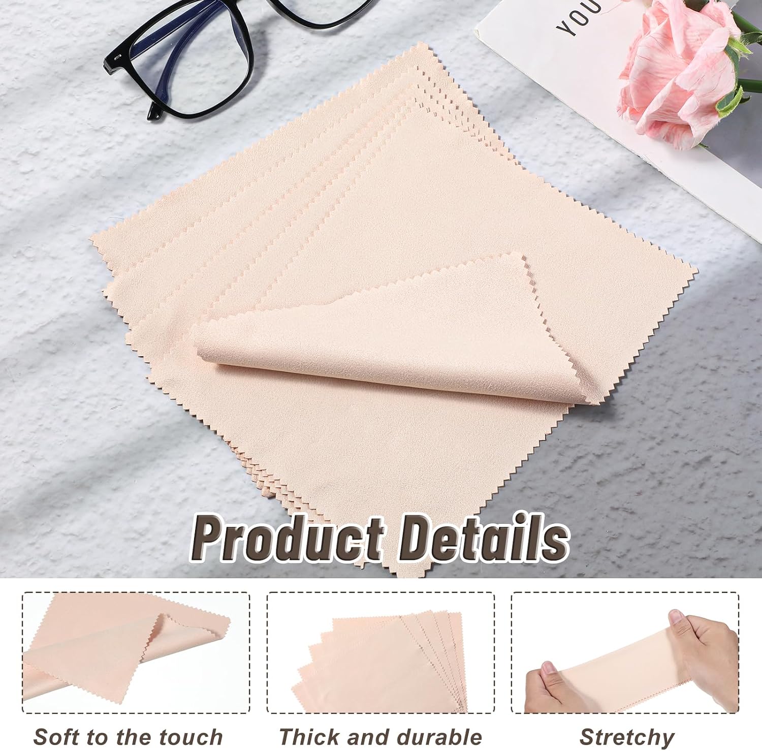 15 Pcs Chamois Cloth, Chamois Cloth for Drawing Artist Cloths 7 x 6 Inch Soft Cloths Ceramic Craft Leather Supplies for Pot Rim Smoothing Pottery Drawing Trimming