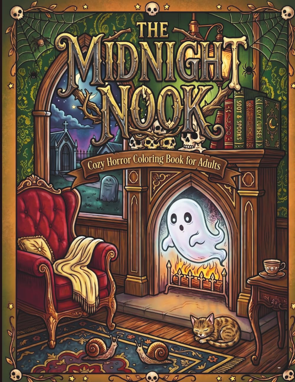 The Midnight Nook: A Cozy Horror Coloring Book for Adults: Intricate Victorian Haunted Scenes with Ghosts, Gothic Libraries, Spooky Interiors and ... for Relaxation and Creative Escape