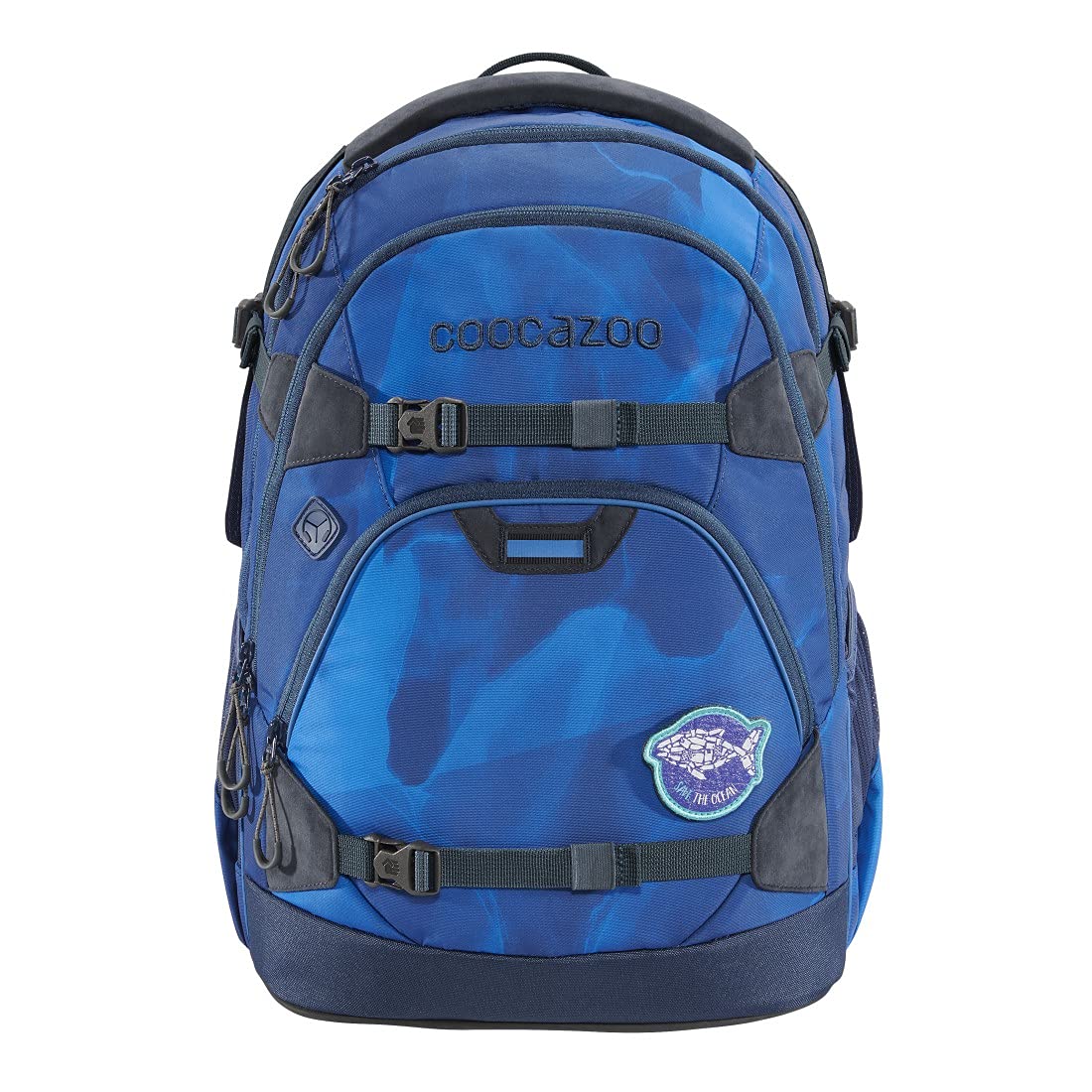 coocazoo Schulrucksack ScaleRale „OceanEmotion – Blue Bay“, blau, ergonomischer Tornister, höhenverstellbar mit Brustgurt und Hüftgurt für Mädchen ab der 5. Klasse, 30 Liter