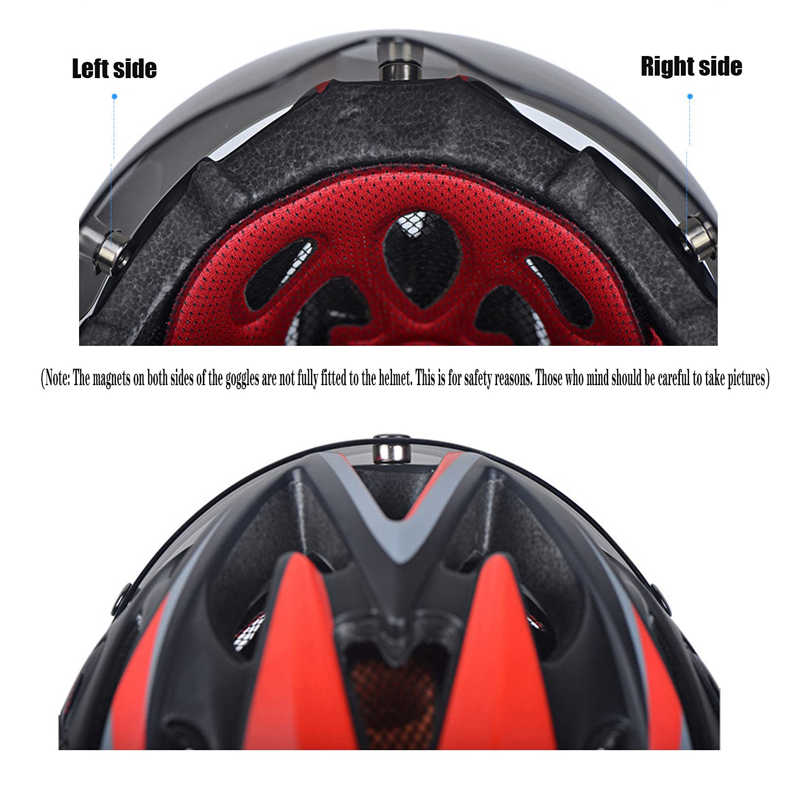 Casco Bici Casco MTB,con Visiera Occhiali Protettivi Magnetici Adulto Unisex per Bici Sicurezza Sportiva Casco da Bicicletta Superleggero Regolabile