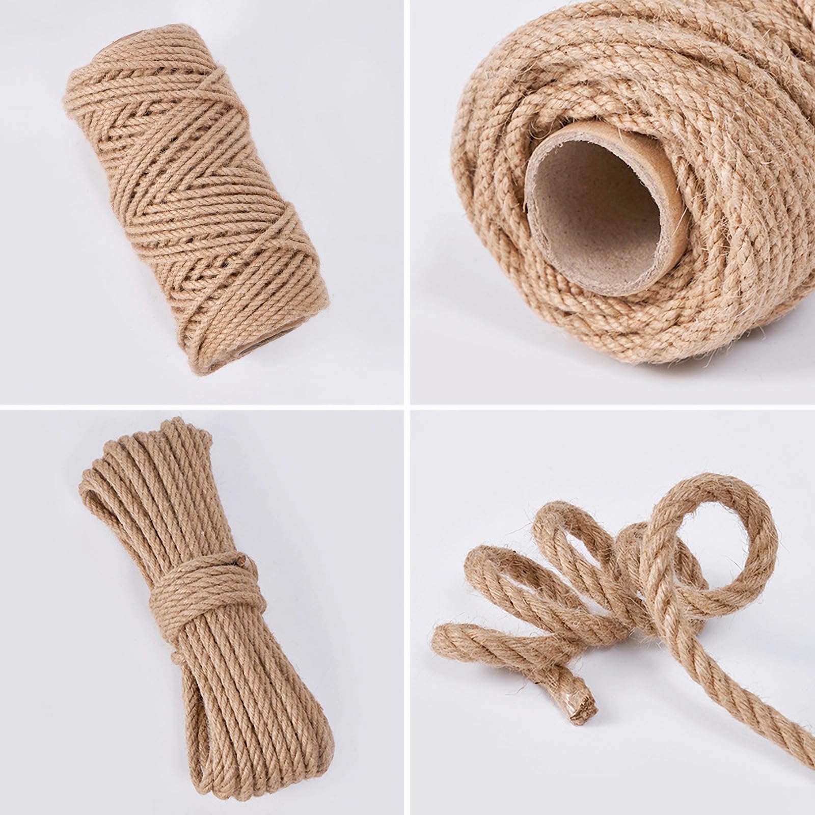 Cuerda de repuesto para rascador de gatos, cuerda de reparación de torre de gato, cuerda de repuesto para árbol de gato, cuerda de yute sin olor de 1/4 pulgadas, cuerda de cáñamo natural 5
